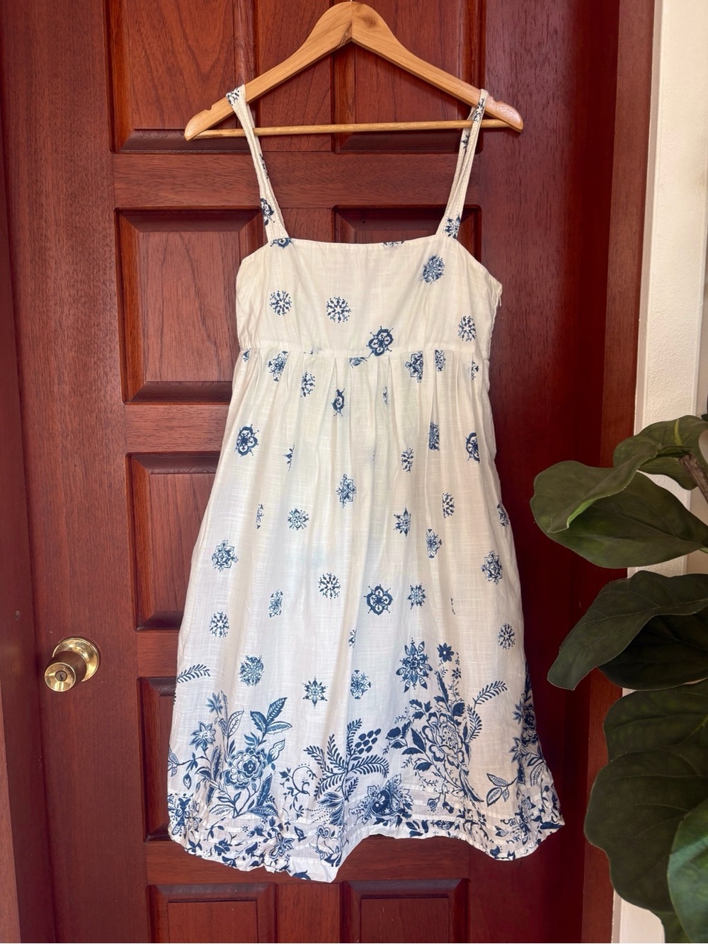 Gap White Sundress with Blue Floral Print
